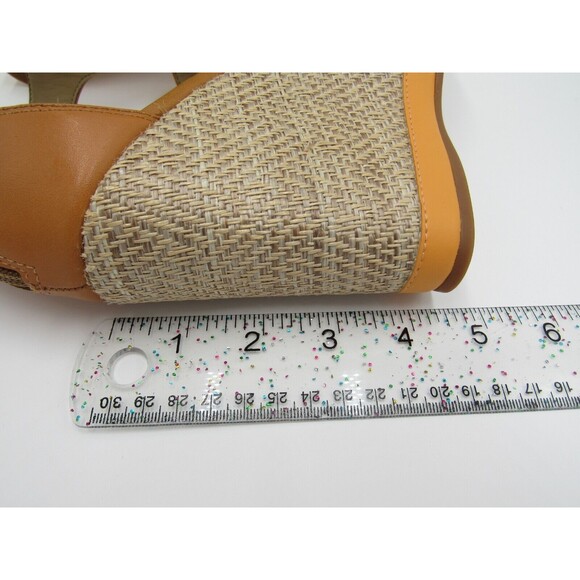 Womens 6.5 CAM Tan Leather Wedge T-Strap Sandals Antonio Melani Shoes Beach Boho - Picture 8 of 16